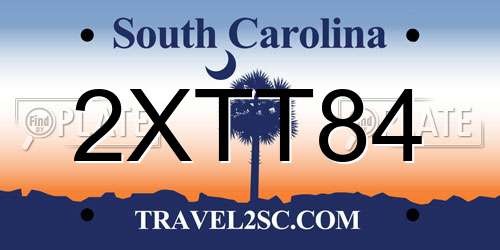 2XTT84 South Carolina License Plate