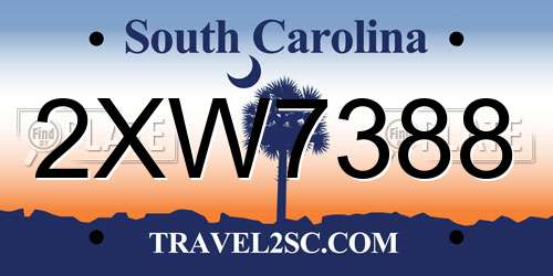 2XW7388 South Carolina License Plate