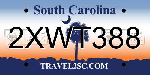 2XWT388 South Carolina License Plate