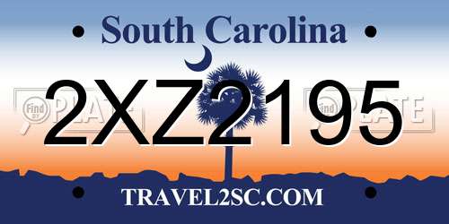 2XZ2195 South Carolina License Plate