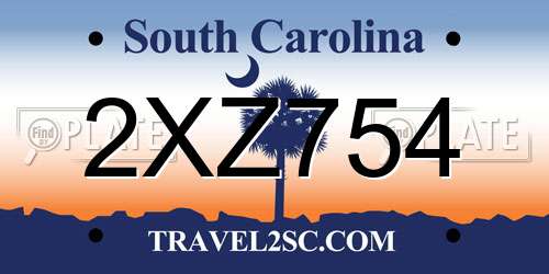 2XZ754 South Carolina License Plate