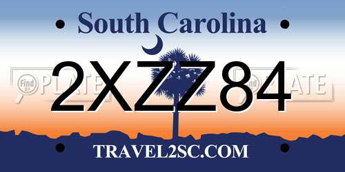 2XZZ84 South Carolina License Plate