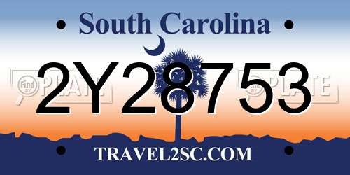 2Y28753 South Carolina License Plate