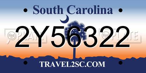 2Y56322 South Carolina License Plate