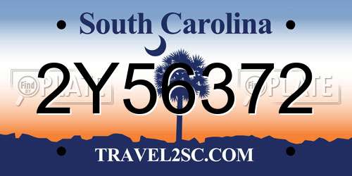 2Y56372 South Carolina License Plate