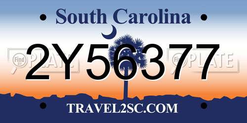 2Y56377 South Carolina License Plate