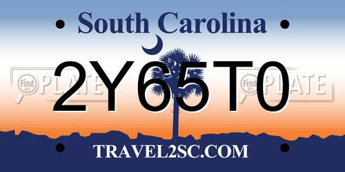 2Y65T0 South Carolina License Plate