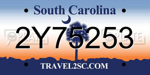 2Y75253 South Carolina License Plate