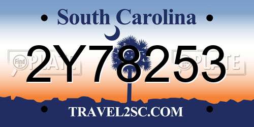 2Y78253 South Carolina License Plate