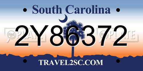 2Y86372 South Carolina License Plate