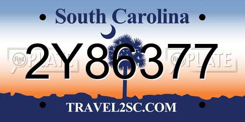 2Y86377 South Carolina License Plate