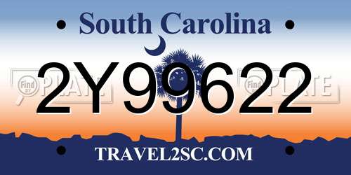 2Y99622 South Carolina License Plate