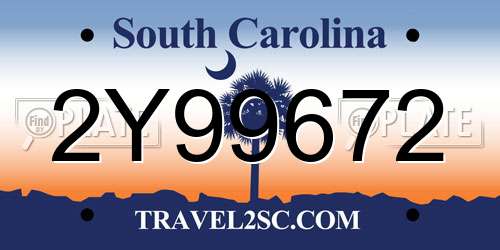2Y99672 South Carolina License Plate