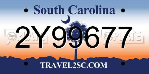 2Y99677 South Carolina License Plate