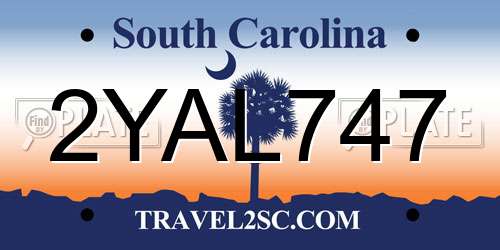 2YAL747 South Carolina License Plate