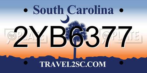 2YB6377 South Carolina License Plate