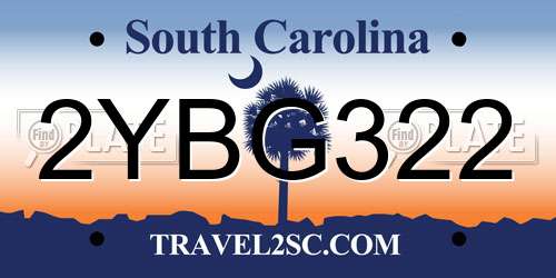 2YBG322 South Carolina License Plate