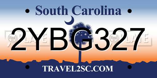 2YBG327 South Carolina License Plate