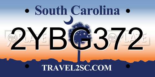 2YBG372 South Carolina License Plate