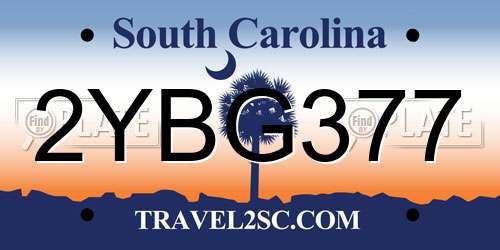 2YBG377 South Carolina License Plate