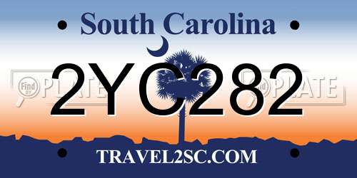 2YC282 South Carolina License Plate