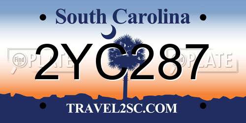 2YC287 South Carolina License Plate