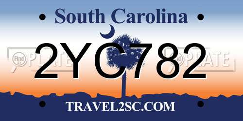2YC782 South Carolina License Plate