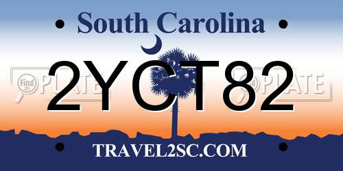 2YCT82 South Carolina License Plate
