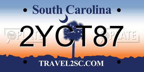 2YCT87 South Carolina License Plate