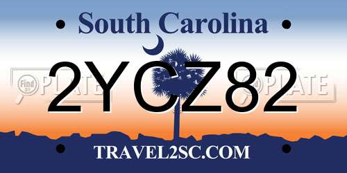 2YCZ82 South Carolina License Plate