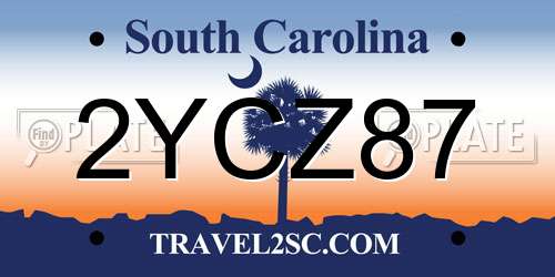 2YCZ87 South Carolina License Plate