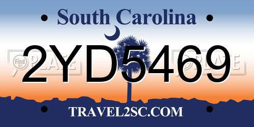 2YD5469 South Carolina License Plate