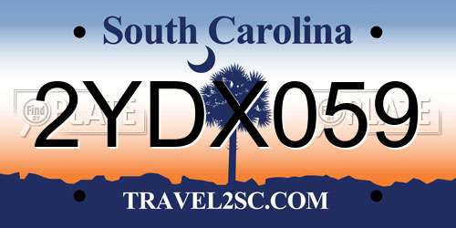 2YDX059 South Carolina License Plate