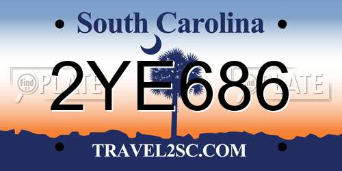 2YE686 South Carolina License Plate