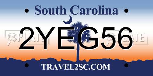 2YEG56 South Carolina License Plate