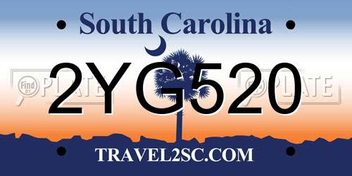 2YG520 South Carolina License Plate