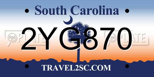 2YG870 South Carolina License Plate
