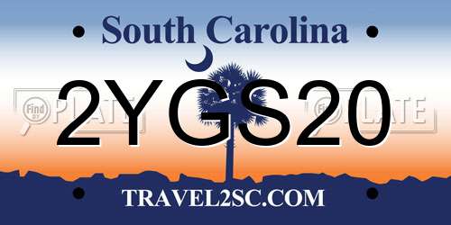 2YGS20 South Carolina License Plate