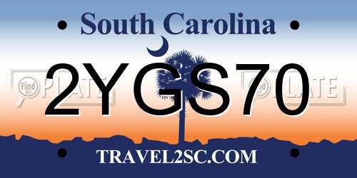 2YGS70 South Carolina License Plate