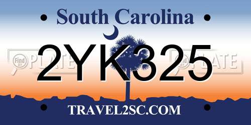 2YK325 South Carolina License Plate