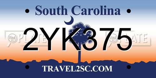 2YK375 South Carolina License Plate