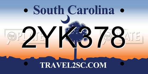 2YK378 South Carolina License Plate