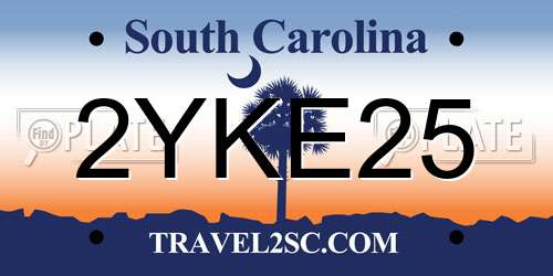 2YKE25 South Carolina License Plate