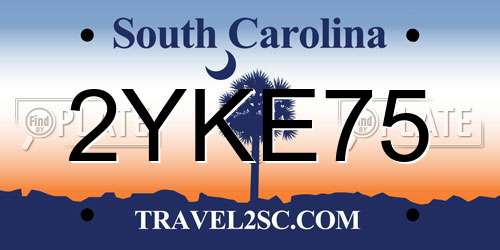 2YKE75 South Carolina License Plate