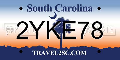 2YKE78 South Carolina License Plate