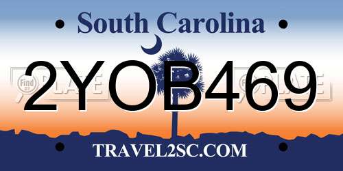 2YOB469 South Carolina License Plate