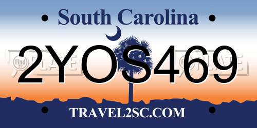 2YOS469 South Carolina License Plate