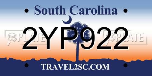 2YP922 South Carolina License Plate