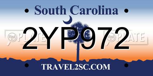 2YP972 South Carolina License Plate