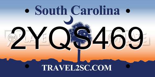 2YQS469 South Carolina License Plate